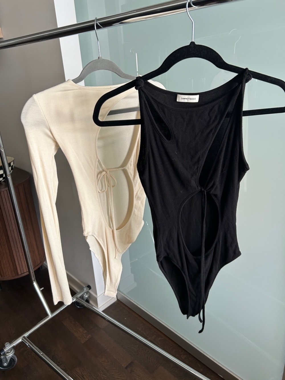 Iamnotbasic Cutout Tie-Front Bodysuit